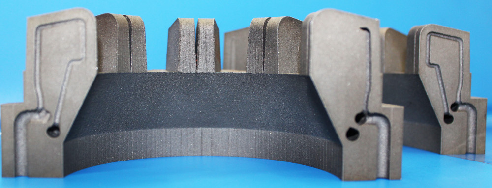 Laser sintered insert showing integrated internal cooling channels