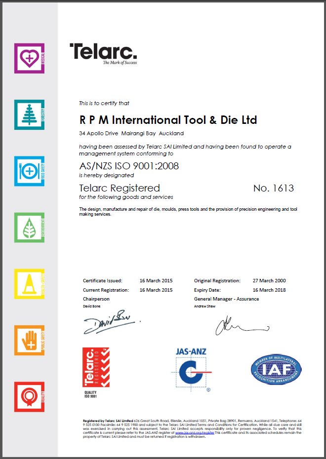 RPM maintains ISO 9001:2008 QMS certification graphic